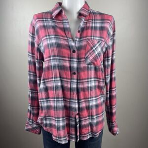 Rails Womens Small flannel button top shirt Milo Plaid Checkered Bonfire